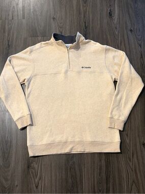 Columbia Men's Beige Cream Quarter-Zip Pullover Sweater